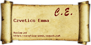 Czvetics Emma névjegykártya